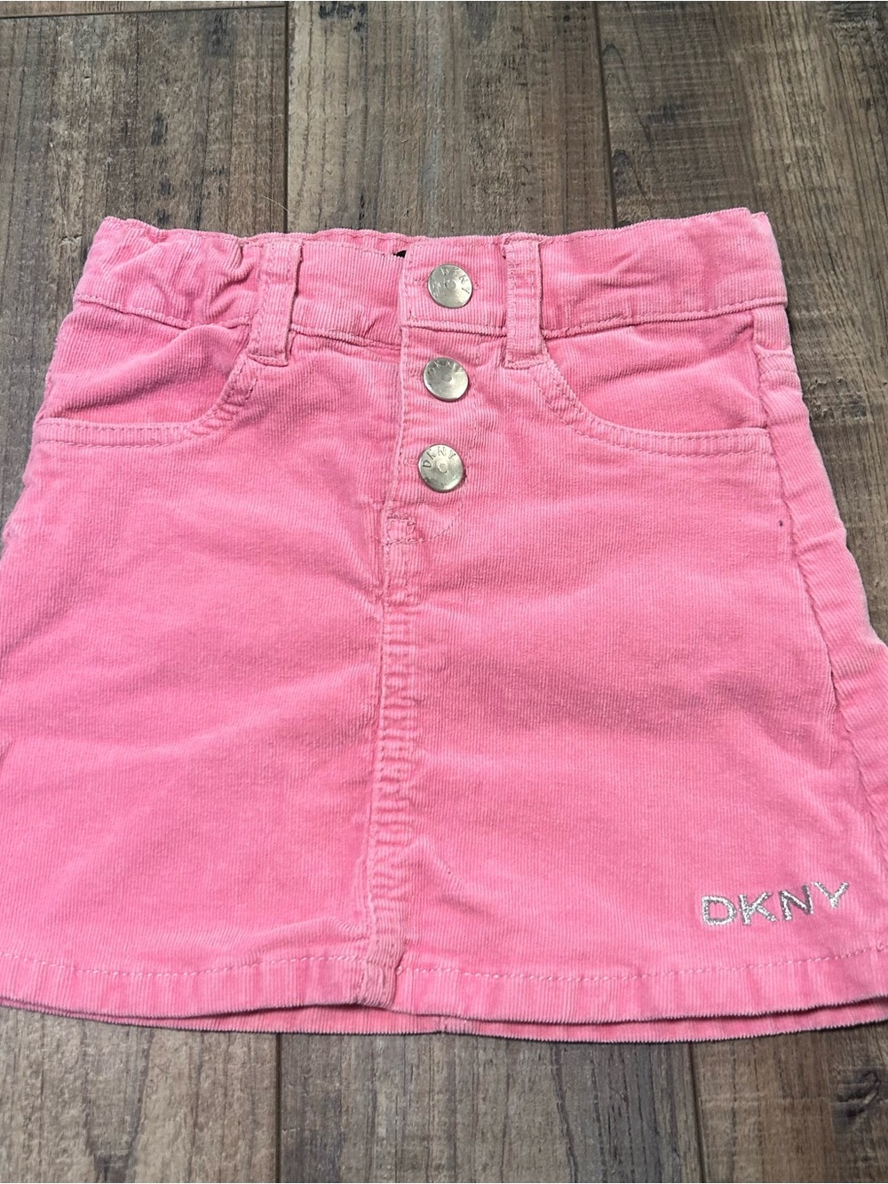 DKNY Toddler Girl Mini Skirt Pink Corduroy Size 4 Button‎ Fly